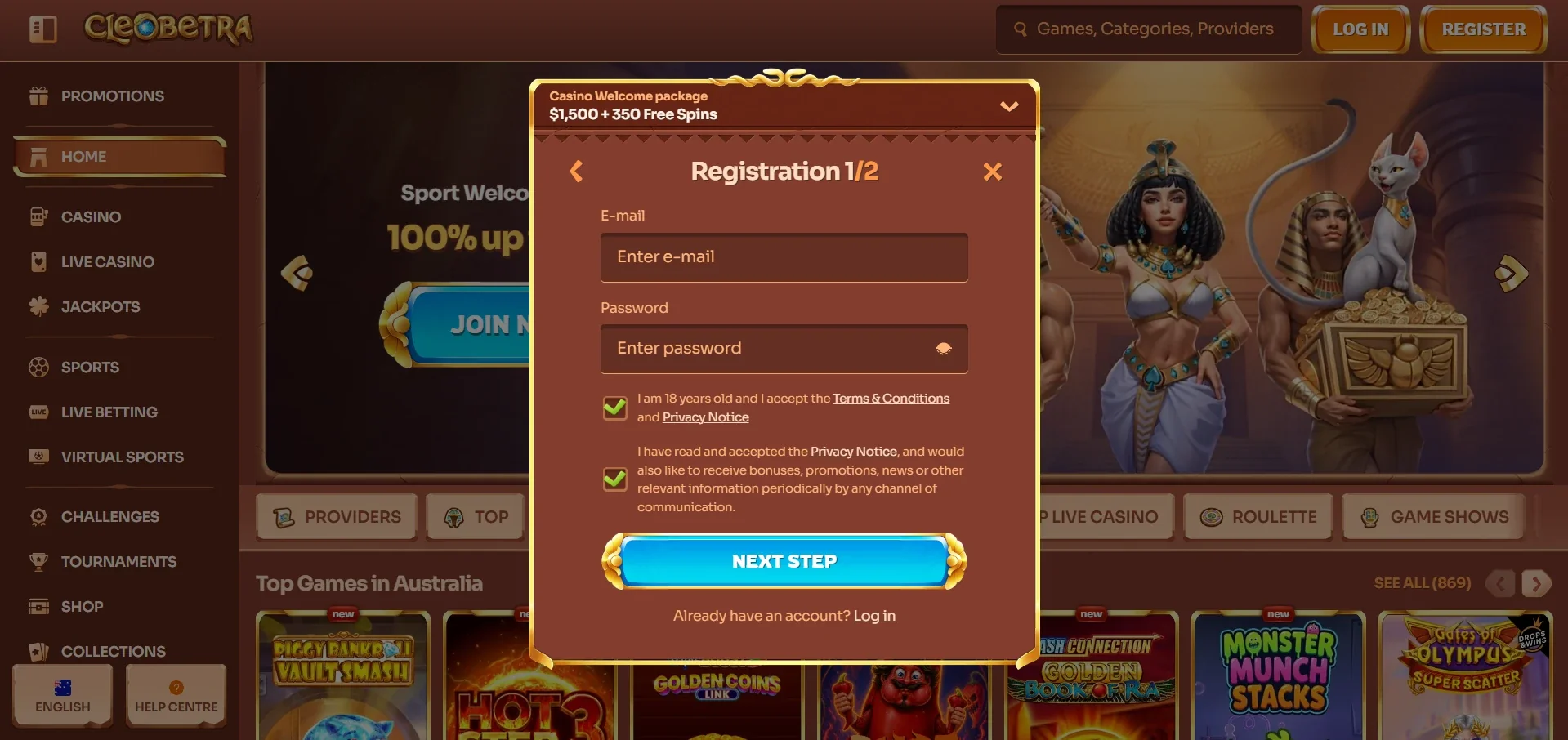 Cleobetra Casino sign up